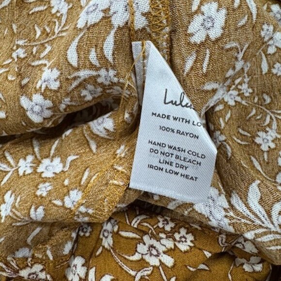 NWT Lulus Would Be Love Dark Mustard Floral Print Maxi Slip Dress - Picture 11 of 11